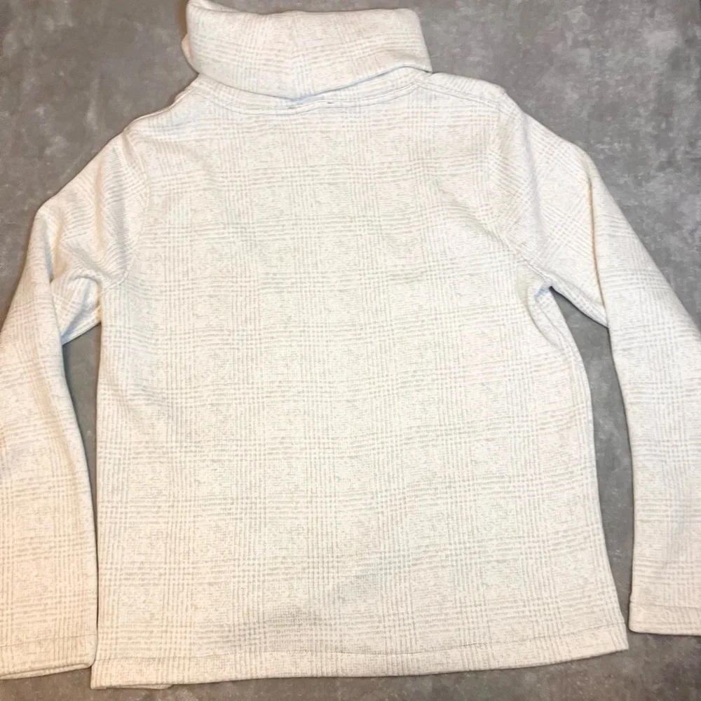 J Crew Mercantile Fleece Turtle Neck Cowl Funnel neck Sweater‎ L Gray Checkered